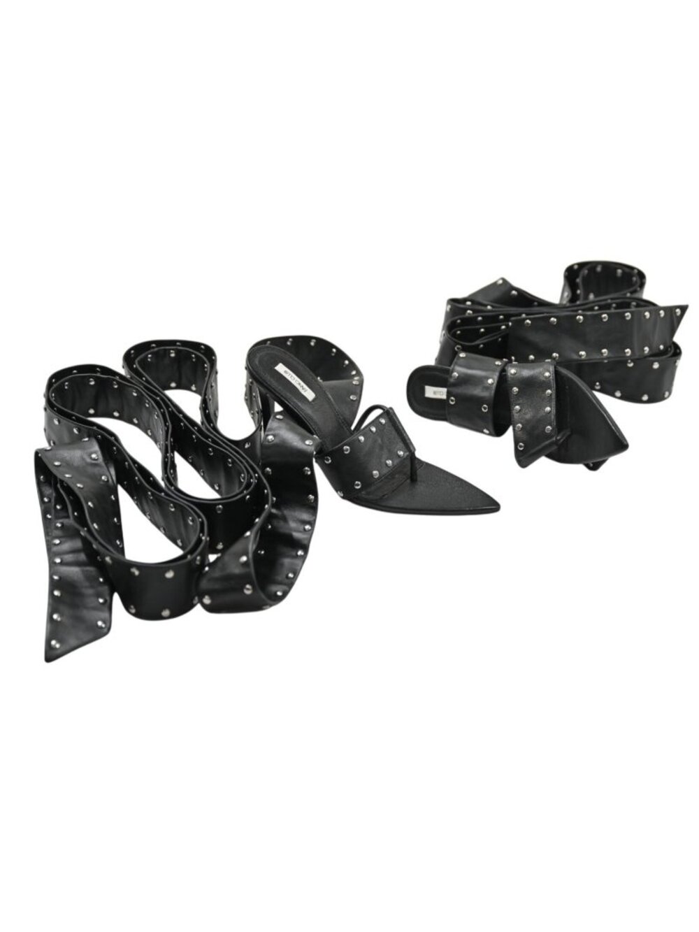 Fanci Club Vipers Wrapped-Around Studded Heels in Black